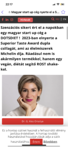 Elolvasom a cikket Magyar start up cég nyerte el a Superior Taste Award dupla csillagát