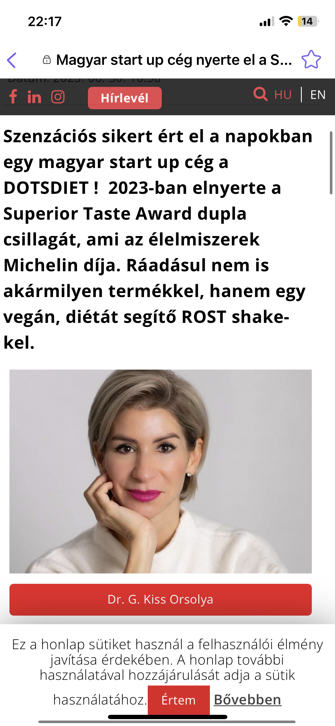 Elolvasom a cikket Magyar start up cég nyerte el a Superior Taste Award dupla csillagát