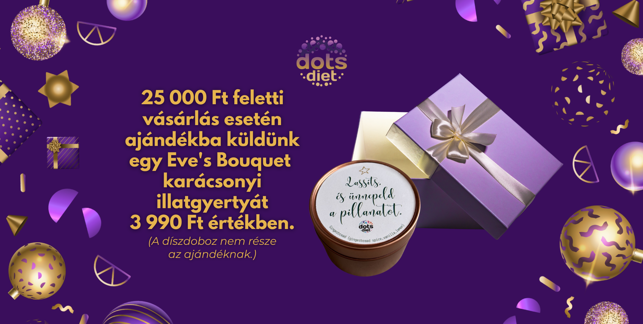DotsDiet karácsonyi ajándék gyertya(2160 x 1088 képpont)